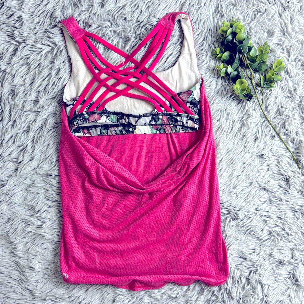 Lululemon Wild Tank heathered Bon Bon / So Fly Butterfly Angel Wing /Bon bon 4